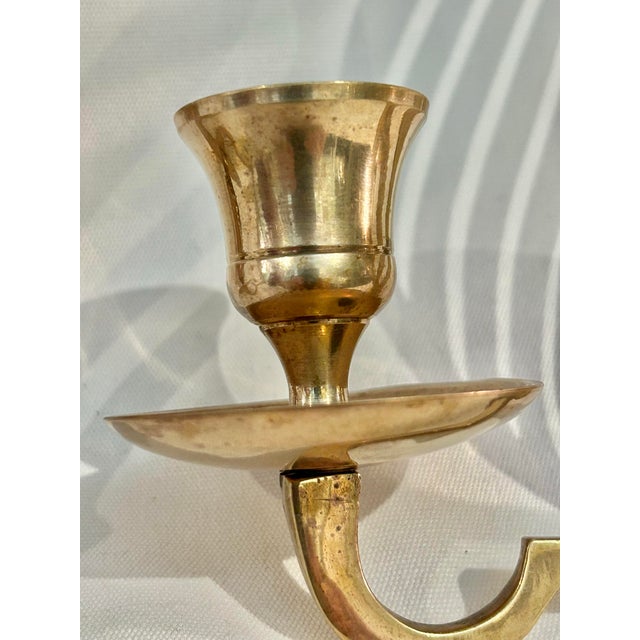 Late 20th Century Solid Brass Cutout Design Wall Candle Sconces - A Pair For Sale In New Orleans - Image 6 of 9