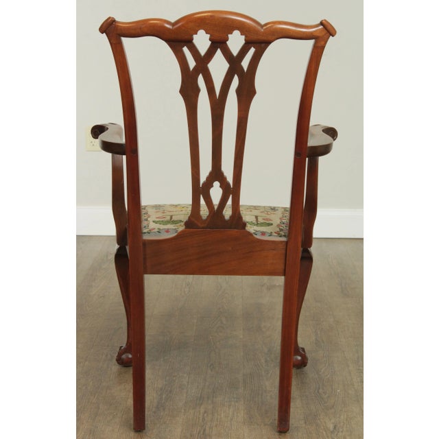 1930s Chippendale Style Vintage Custom Pair Mahogany Ball & Claw Armchairs For Sale - Image 5 of 13