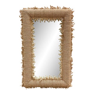 Currey & Co. Modern Beige Wooden Bead Jeanie Wall Mirror For Sale