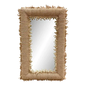 Currey & Co. Modern Beige Wooden Bead Jeanie Wall Mirror