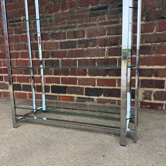 Milo Baughman 1970s Milo Baughman Style Chrome and Glass Étagère Display Shelf For Sale - Image 4 of 8
