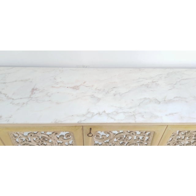 1950s Large Italian Parchment & Marble Buffet, 1959 For Sale - Image 5 of 15