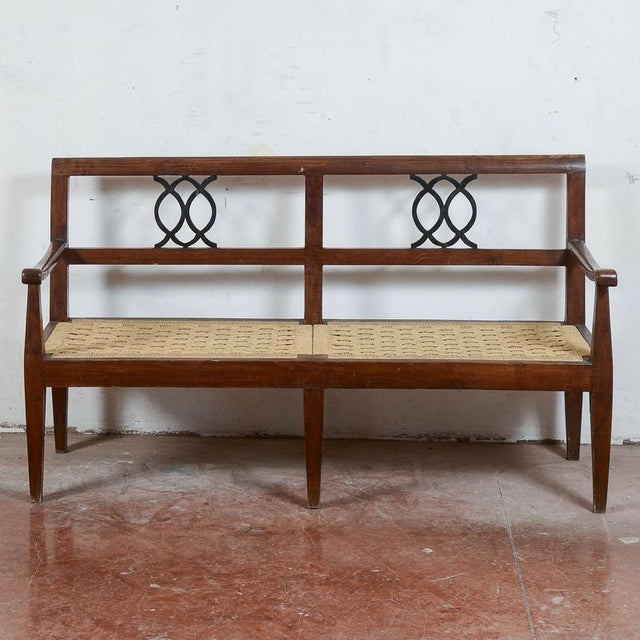 18th Century Style Bench with Raffia and Straw Seat For Sale - Image 15 of 15