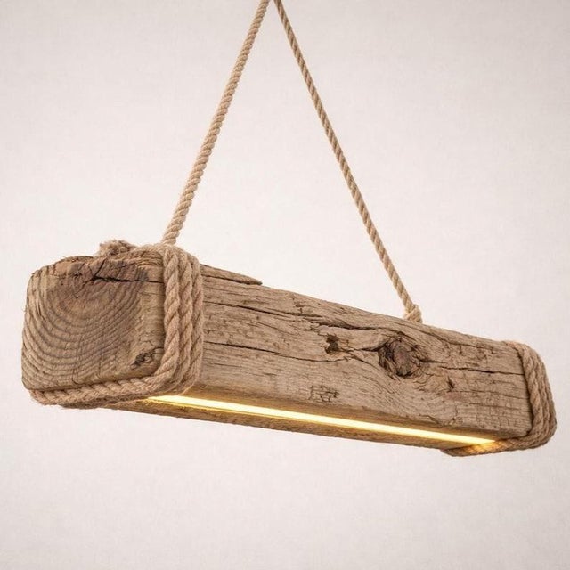 Farmhouse Rustic Wooden Chandelier | Farmhouse Kitchen Island Lighting | Modern Dining Room Ceiling Lamp | For Sale - Image 3 of 6