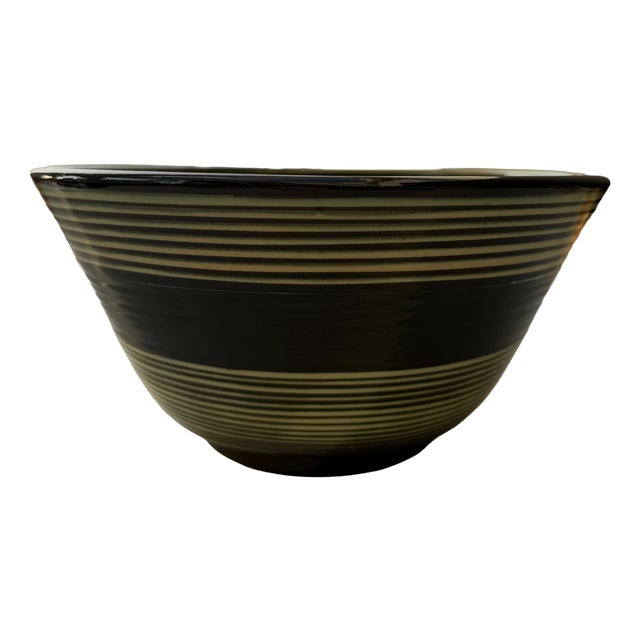 Striped Glazed Ceramic Bowl by H.A. Kähler, 1930 For Sale