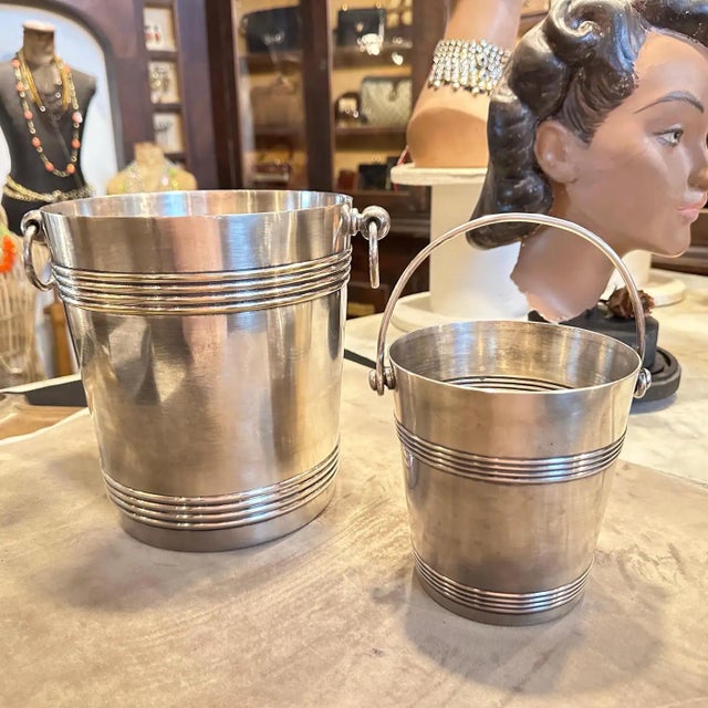 1950s Mid-Century Modern Set of Wine Cooler and Ice Bucket by Gallia Christofle For Sale - Image 12 of 12