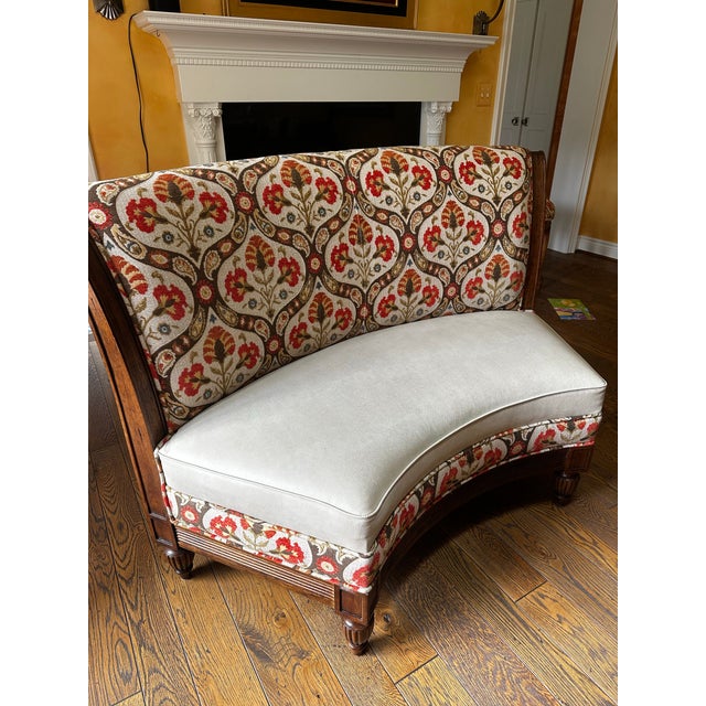 2010s Vanguard Curved Banquette Set and Monumental Inlaid Round Pedestal Dining Table Complete Dining Suite For Sale - Image 5 of 14