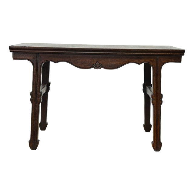 Oriental Brown Stain Tall Legs Rectangular Display Easel Stand Table For Sale