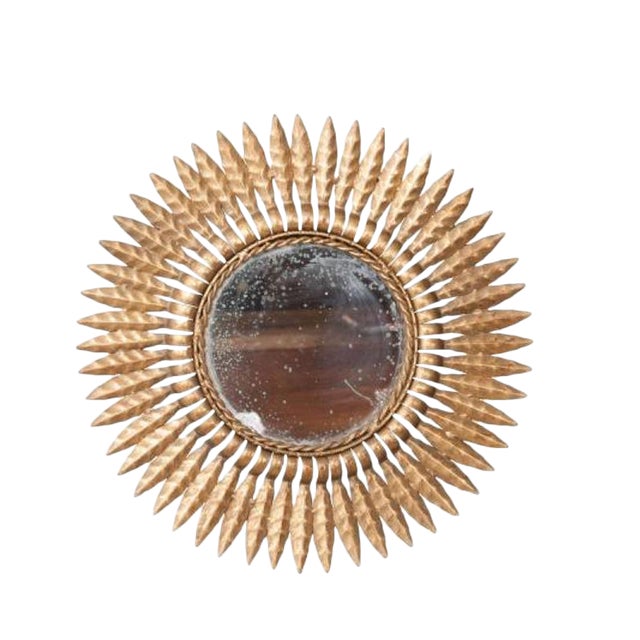Early 20th Century French Gold Metal Starburst Mirror Chairish