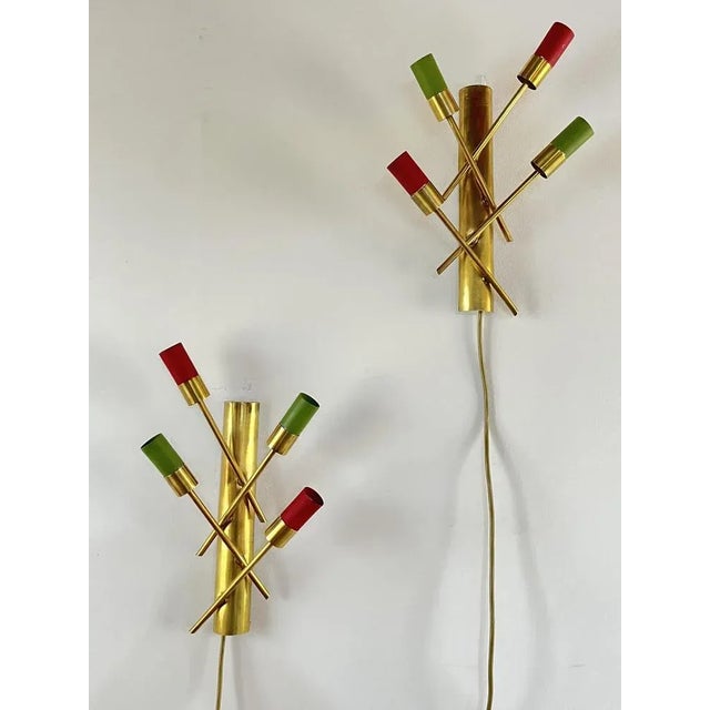 Italian Wall Lamps in Brass, 1950s, Set of 2 For Sale - Image 9 of 10