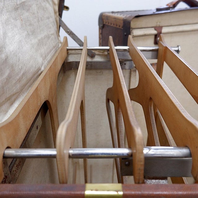 Brown Antique Travel Trunk, 1930 For Sale - Image 8 of 16