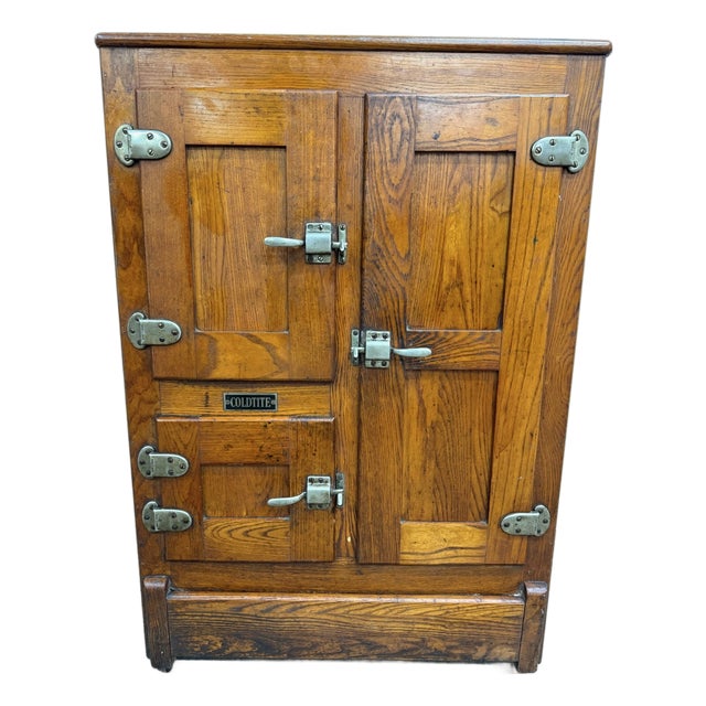 Antique Coldtite Oak Ice Box For Sale