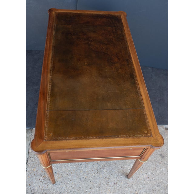 Louis XVI Style Writing Table or Desk of Walnut With Leather Top From France For Sale - Image 16 of 16
