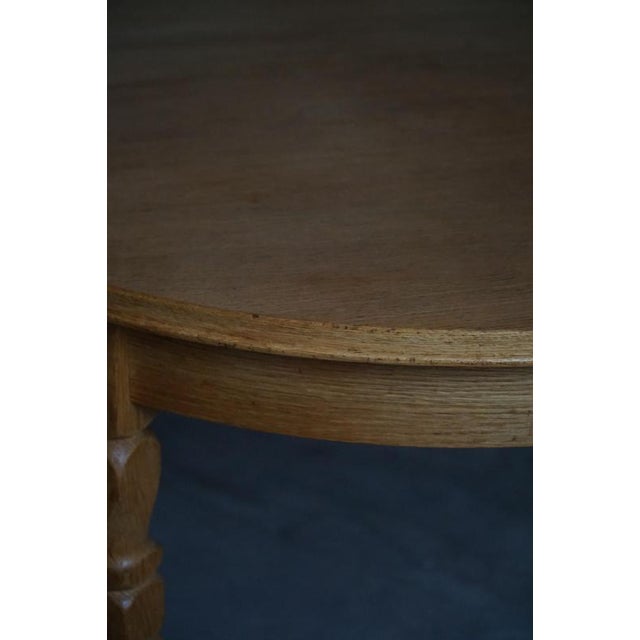 Danish Modern Round Dining Table in Oak with Extension by Henning Kjærnulf, 1960s For Sale - Image 9 of 18