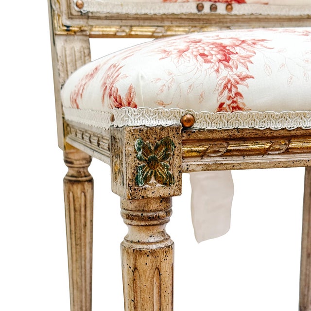 Pair of Louis XVI Style Toile De Jouy Side Chairs by Fournier Paris For Sale - Image 9 of 18