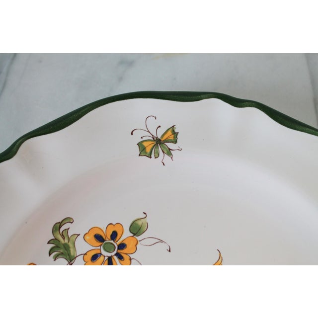 Vintage Hand Painted French Varages Floral Bird and Butterfly Plate For Sale In Milwaukee - Image 6 of 9