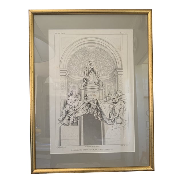 19th C Italian Engraving of Pope Alessandro VII For Sale