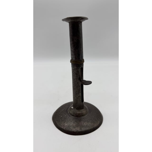 A Antique Pennsylvania Folk Art Iron and Brass Hog Scraper Candle Stick, Circa 1830's For Sale - Image 16 of 16