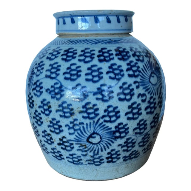 19th Century Set of 2 19th Century Early Export Chinese Ginger Porcelain Jars For Sale - Image 5 of 10