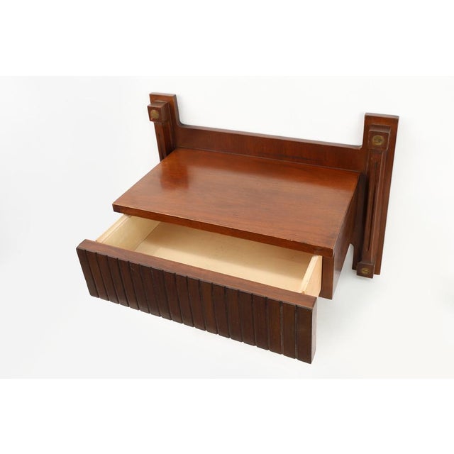 Mid-Century Modern Mid-Century Wall-Mounted Console in Wood with Brass Details, Italy, 1960s For Sale - Image 3 of 11