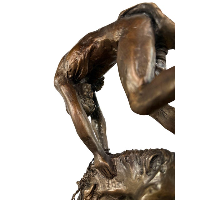 "Buffalo Horse" Signed Bronze Sculpture After Frederic Remington - 22" H For Sale In Dallas - Image 6 of 13