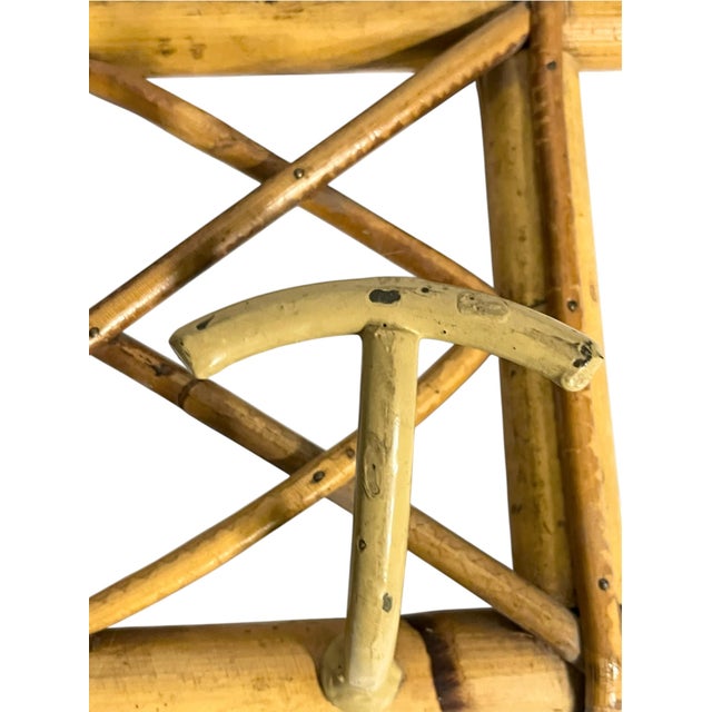 Vintage French Provincial Bamboo Coat Hat Rack With Two Hooks For Sale - Image 9 of 12