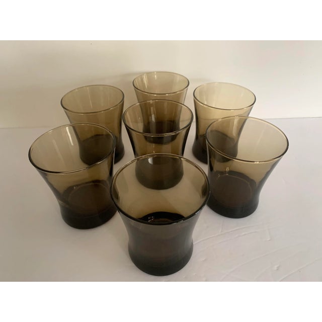Brown Linden Moka Anchor Hocking Smoke Brown Glasses - Set of 7 For Sale - Image 8 of 9