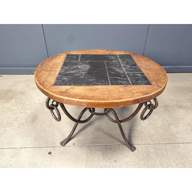 Wood Wrought Iron Coffee Table from René Drouet, 1940s For Sale - Image 7 of 9
