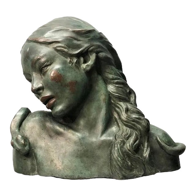 Fall of Eve, Art Deco Multi-Color Patinated Bronze Sculpture, ca. 1920 For Sale