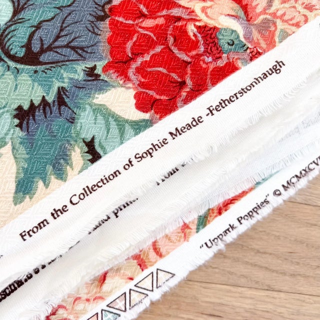 Vintage Brunschwig & Fils "Uppark Poppies" Fabric 10 Yards Floral Matelasse 1980 For Sale In New York - Image 6 of 7