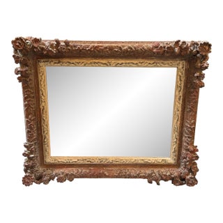 Antique Carved Wood Wall Mirror For Sale