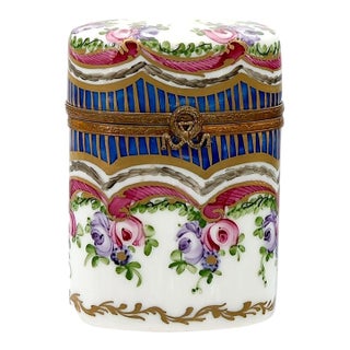 Hand-Painted French Limoges Porcelain Box For Sale