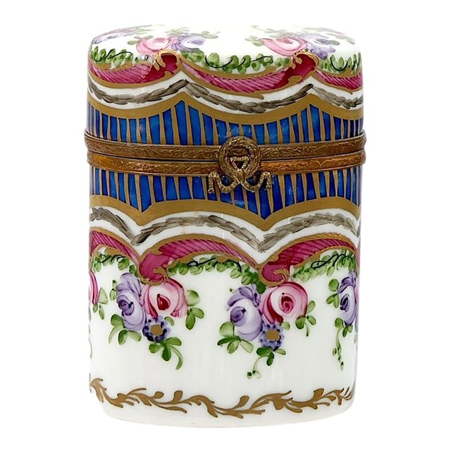 Hand-Painted French Limoges Porcelain Box For Sale