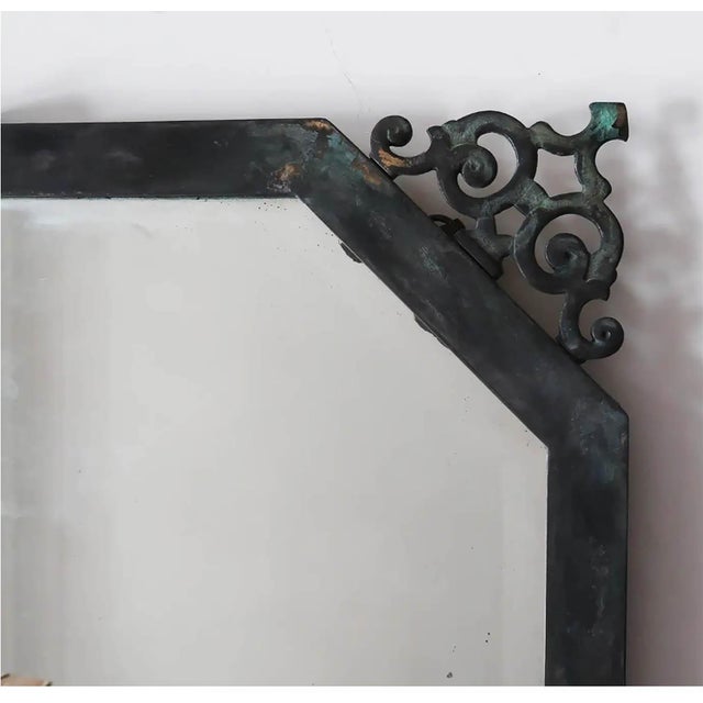 Black Antique Brass Renaissance Style Bevel Edged Wall Mirror, 1910 For Sale - Image 8 of 11