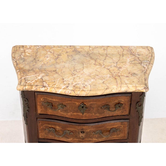 French Louis XV Style Marble Top Mahogany Chest of Drawer For Sale - Image 3 of 9