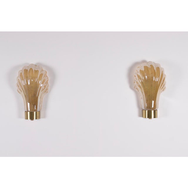 1970s Shell Wall Lights in the style of Barovier & Toso, 1970s, Set of 2 For Sale - Image 5 of 15