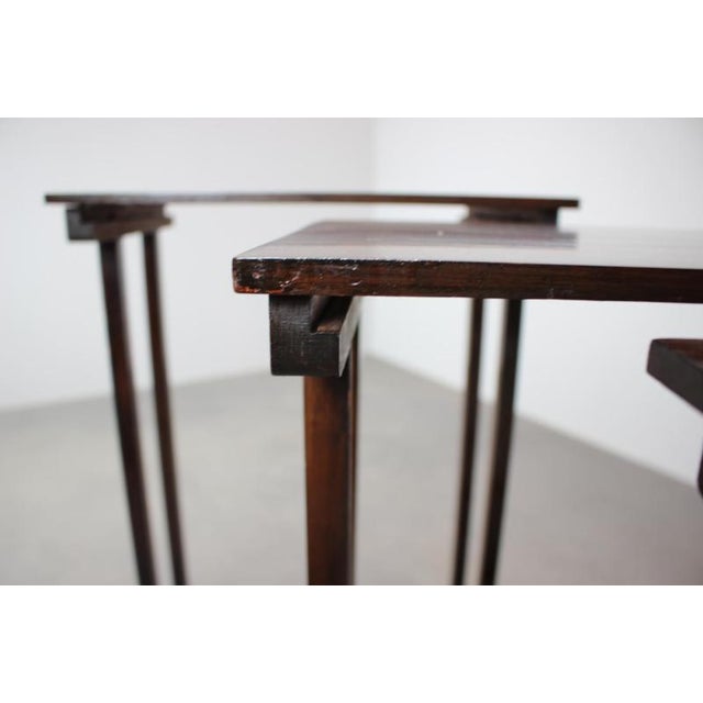 Art Deco Nesting Tables in Mahogany Veneer, Former Czechoslovakia, 1930s, Set of 3 For Sale - Image 14 of 18