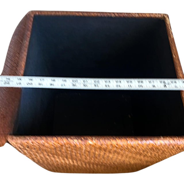 Chestnut Handwoven Rattan Storage Ottoman With Lid, Shoe Storage Bench for Entryway For Sale - Image 8 of 11