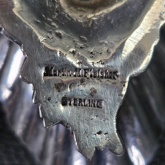 Antique Ornate Sterling Silver Dolphin Salt Dishes by Martin M. Fleisher- a Pair For Sale - Image 9 of 11