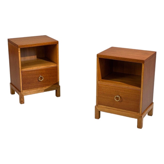 t.h. Robsjohn-Gibbings, Nightstands, Mahogany, Brass, Usa, 1960s For Sale