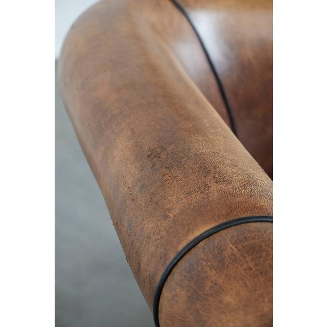 Vintage Sheepskin 2.5 Seater Club Sofa with a Weathered Look For Sale - Image 15 of 16