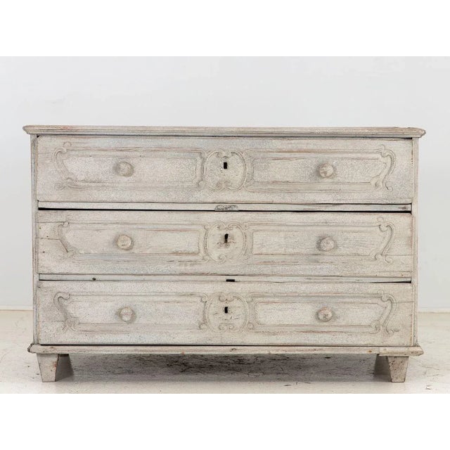French Louis XV Commode Later Gray Paint, 19th Century For Sale - Image 9 of 13