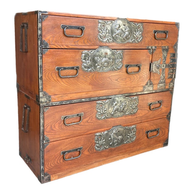19th Century Japanese Meji Period Tansu Chest, Sendai Dansu Style Chairish