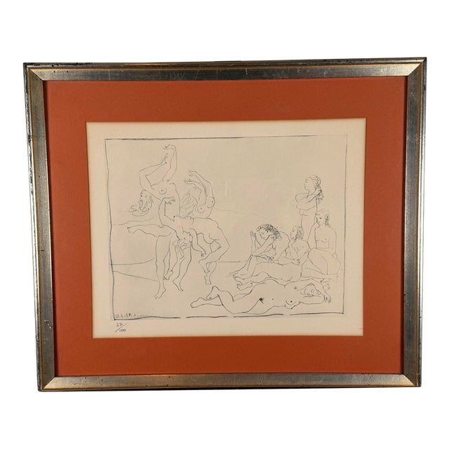Pablo Picasso (1881-1973) "Danses," 1954 Lithograph on Arches Wove Paper, Numbered 27/100 in Pencil. Signed and Dated "13.2.54. Picasso" in the Plate. For Sale