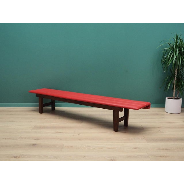 Danish Red Eco Leather Bench, 1990s For Sale - Image 4 of 9
