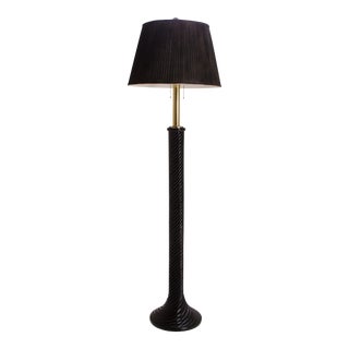 Hollywood Ebony Resin & Brass Swirl Floor Lamp For Sale