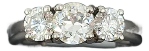 1.50 Ct 3-Stone Diamond Platinum Ring Size 6.5