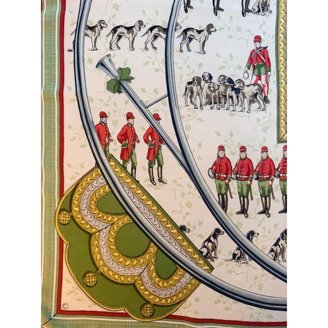 Textile Hermes Sonneurs De Trompe Silk Scarf 1961 Designed by Françoise De La Perriere For Sale - Image 7 of 12