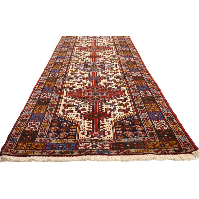 Vintage Persian Shiraz Rug Runner, 03'01 X 28'01 For Sale - Image 4 of 10