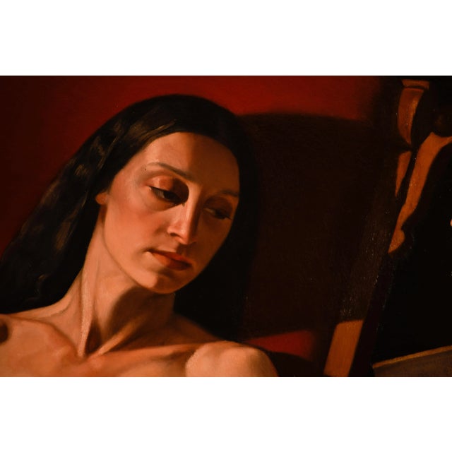 Realist Figurative Oil Painting 1985 "Pandora" by Anita Janasova For Sale - Image 4 of 10